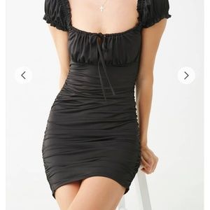 Ruched Peasant Mini Dress